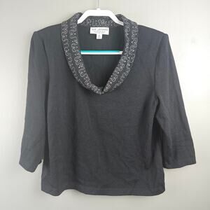 St. John Evening By Marie Cowl Sequin Jeweled Neck Sweater Size 12